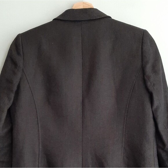 LAURA / 100% Linen Fabric Classic Blazer Jacket Button Front Neutral Black Sz 4 - Picture 11 of 15